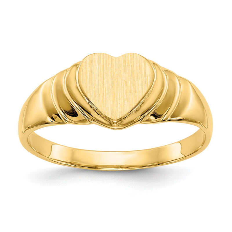 18K Yellow Gold 6.75x6.75mm Closed Back Children's Heart Signet Ring