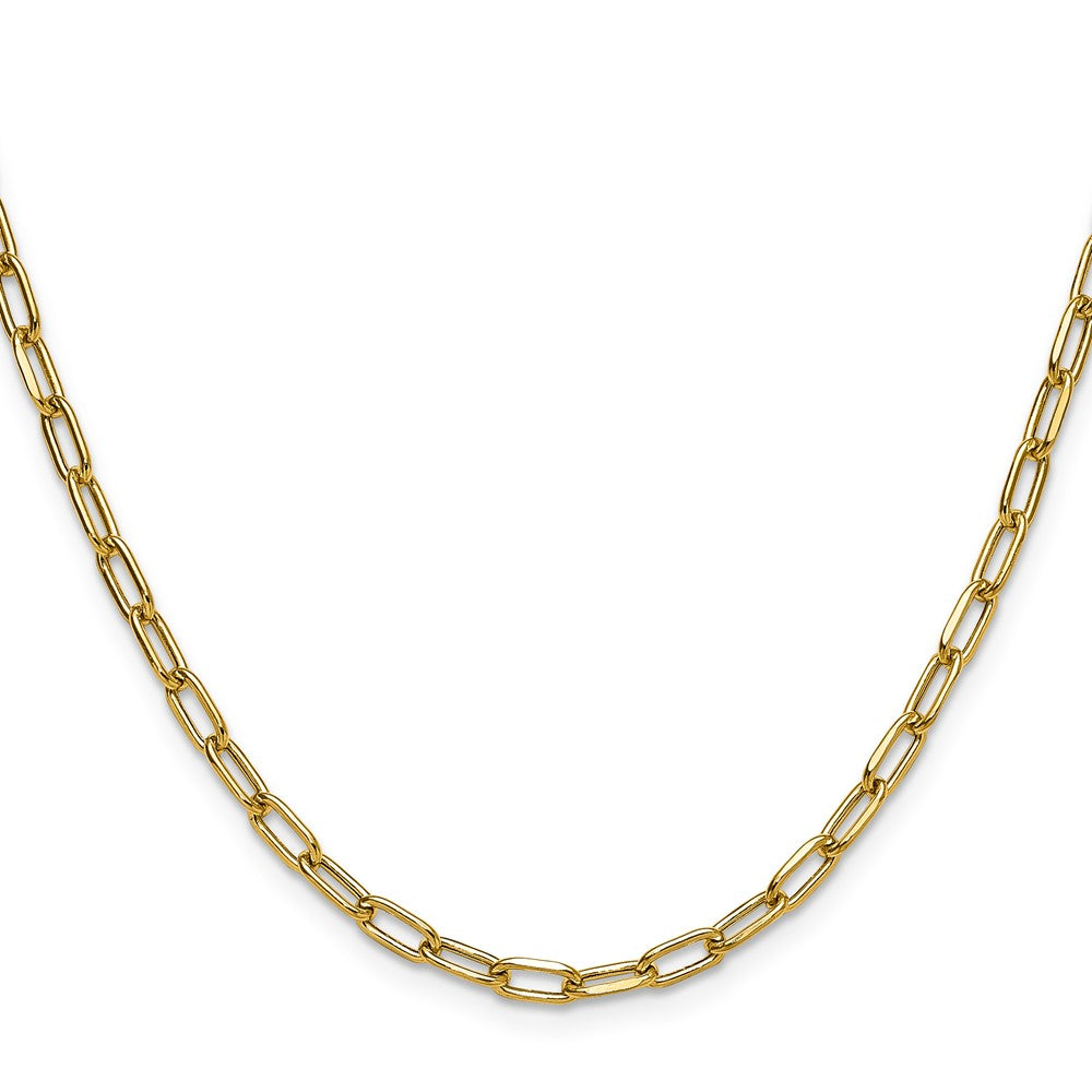 14K Yellow Gold 3.7mm Semi-Solid Beveled Paperclip Chain Necklace