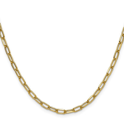 14K Yellow Gold 3.7mm Semi-Solid Beveled Paperclip Chain Necklace