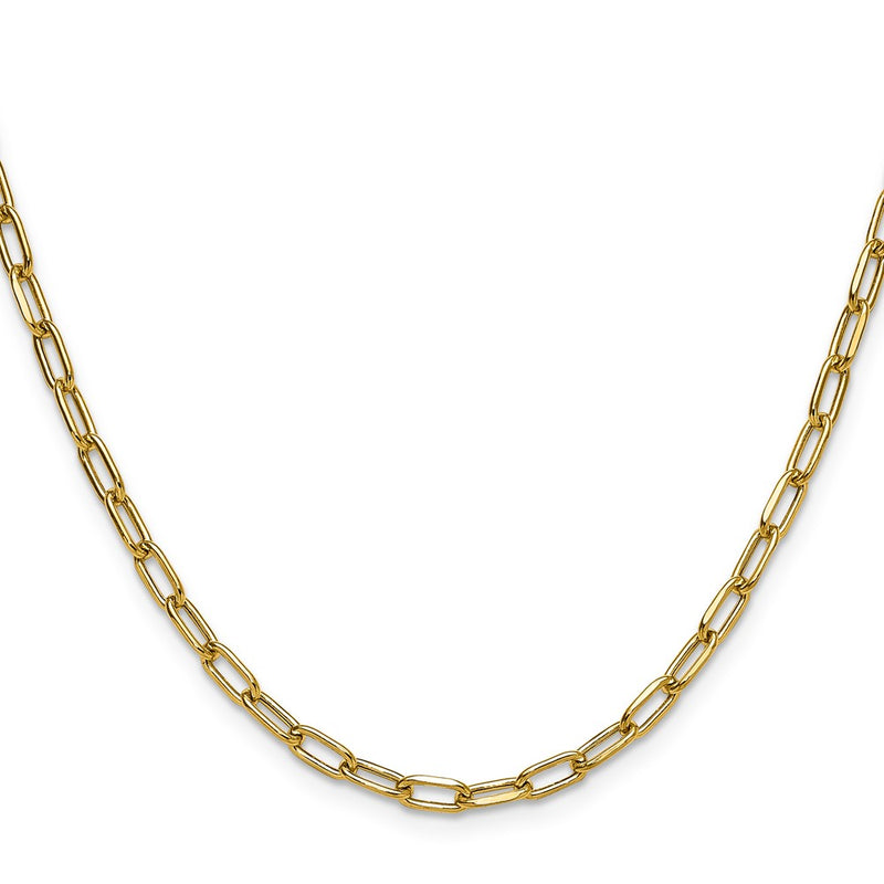 14K Yellow Gold 3.7mm Semi-Solid Beveled Paperclip Chain Necklace