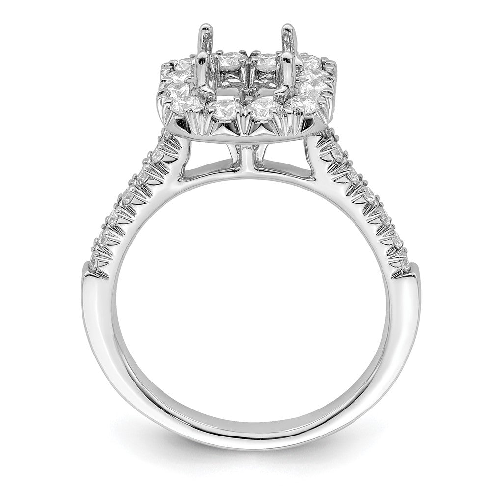 14K White Gold Halo (Holds 1.5 carat (6.25mm) Asscher-cut Center) 3/4 carat Diamond Semi-mount Engagement Ring