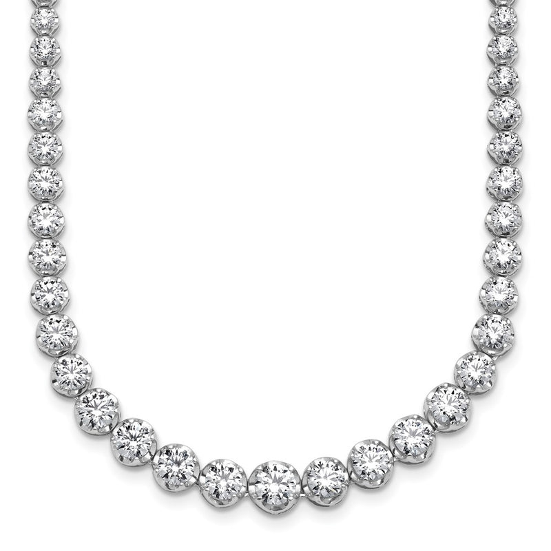 14K White Gold 10 1/2 carat Lab Grown Diamond VS+ F+ Complete Round 16 Inch Graduated Tennis Necklace