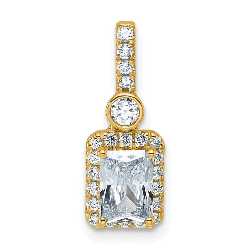 14K Yellow Gold 1 carat Lab Grown Diamond VS/SI+ G+ Radiant Complete Halo Pendant