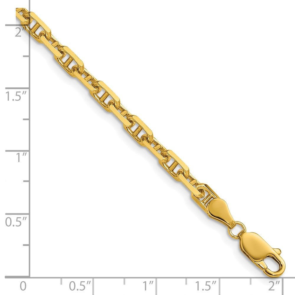 14K Yellow Gold 4.1mm D/C Mariner Anchor 7 Inch Chain