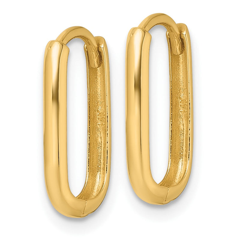 14K Yellow Gold Polished Rectangle 2.00mm Hinged Hoop Earrings