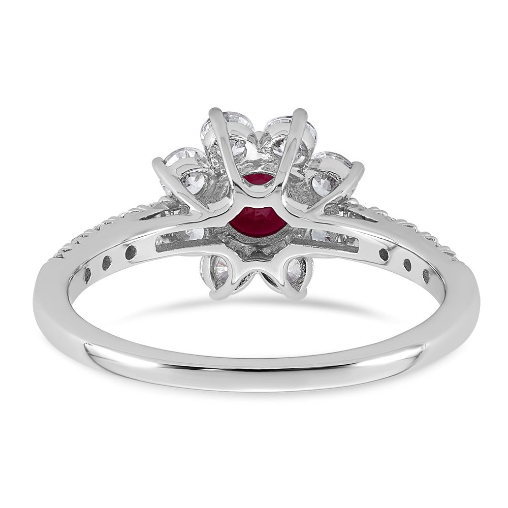 14K White gold VS/SI G+ Lab Grown Diamond and AAA quality Genuine Ruby Ring
