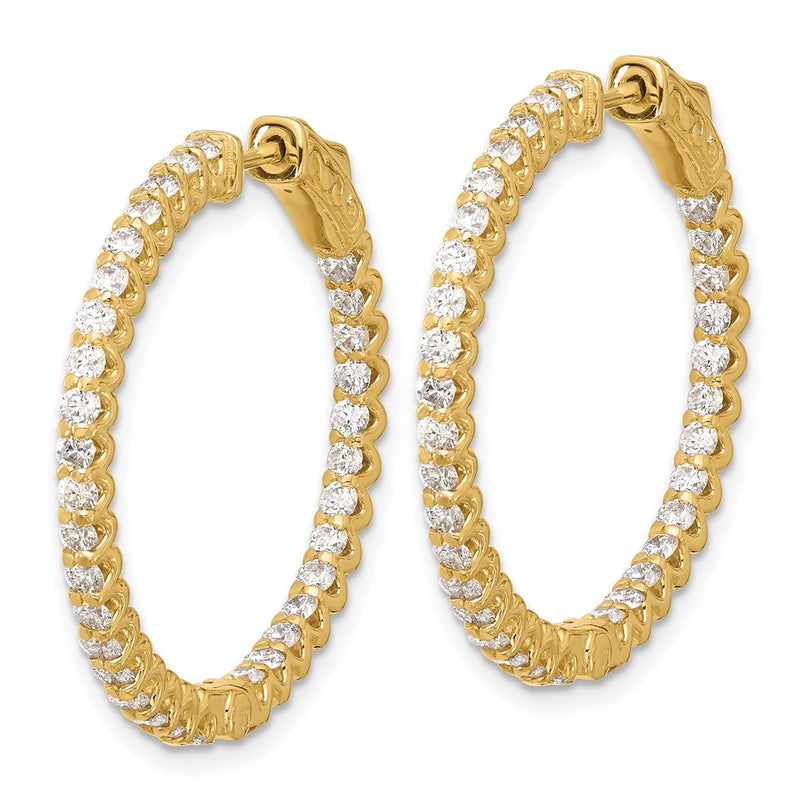 14K Yellow Gold 2.3 carat Diamond In/Out Hoop w/Safety Clasp Earrings