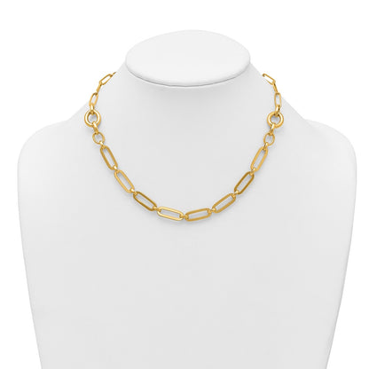 14K Yellow Gold Polished Fancy Paperclip Link 17.25 Inch Necklace