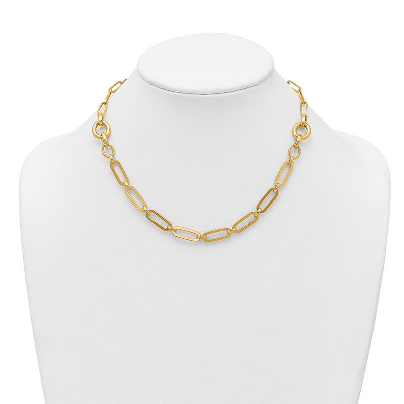 14K Yellow Gold Polished Fancy Paperclip Link 17.25 Inch Necklace