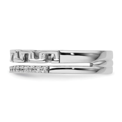 14K White Gold Polished Diamond Double Wedding Band Ring Fashion Ring