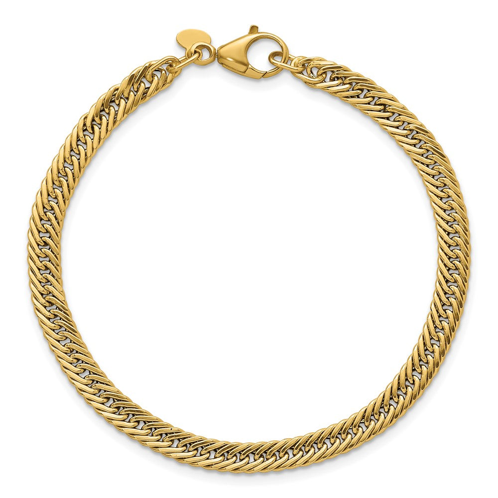 14K Yellow Gold Polished Fancy Hollow Curb Link 7.5 Inch Bracelet