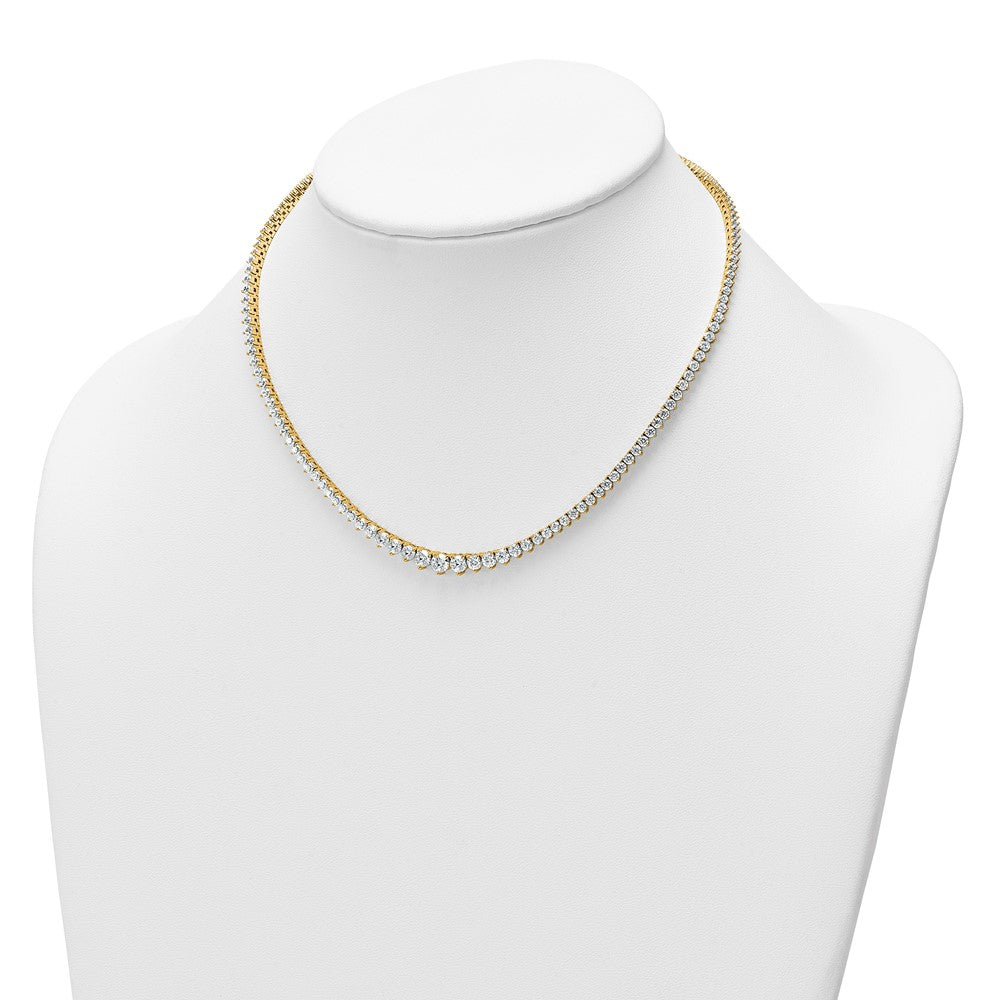 14K Yellow Gold 10 1/10 carat Lab Grown Diamond VS/SI+ G+ Complete Round 16 Inch Graduated Tennis Necklace