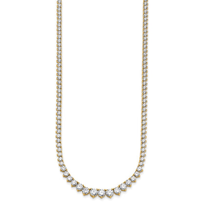 14K Yellow Gold 15 1/10 carat Lab Grown Diamond VS/SI+ G+ Complete Round 16 Inch Graduated Tennis Necklace