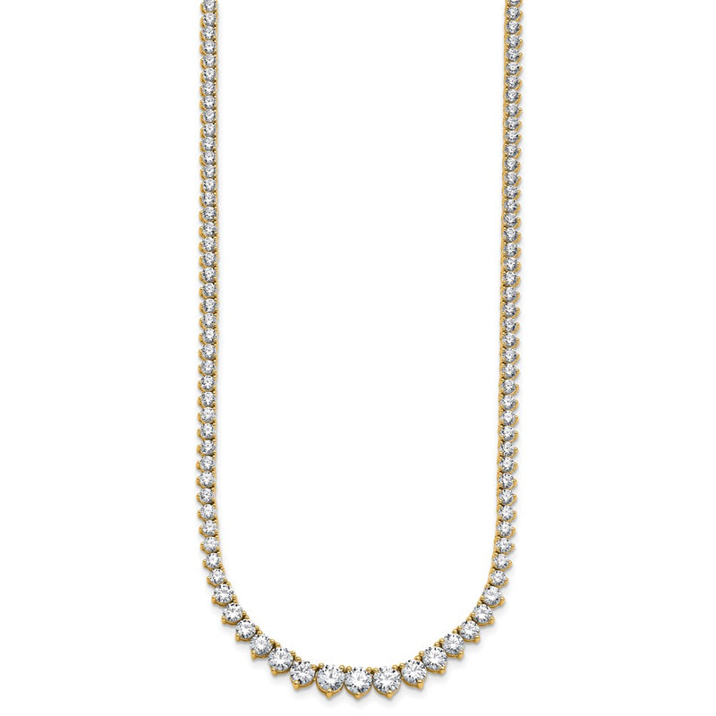 14K Yellow Gold 15 1/10 carat Lab Grown Diamond VS/SI+ G+ Complete Round 16 Inch Graduated Tennis Necklace