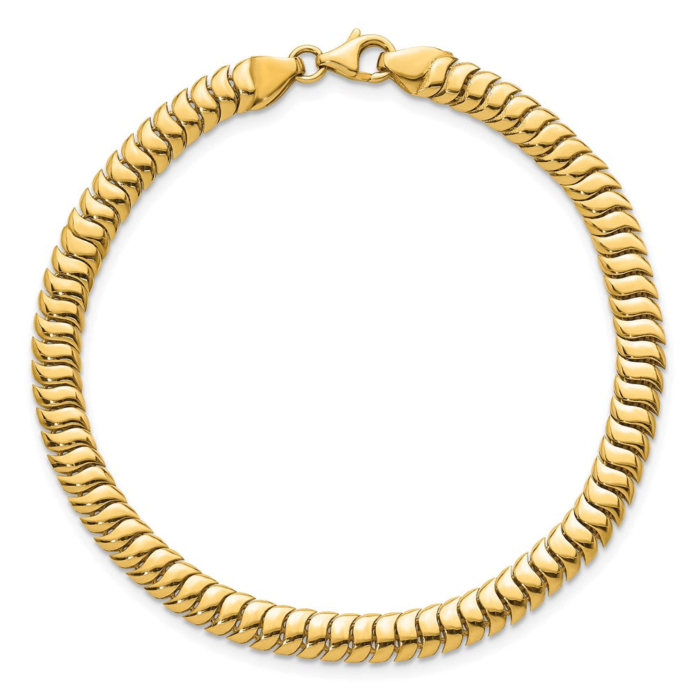 14K Yellow Gold Polished 5mm Fancy Herringbone Link Chain Bracelet