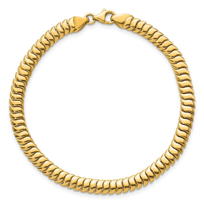 14K Yellow Gold Polished 5mm Fancy Herringbone Link Chain Bracelet