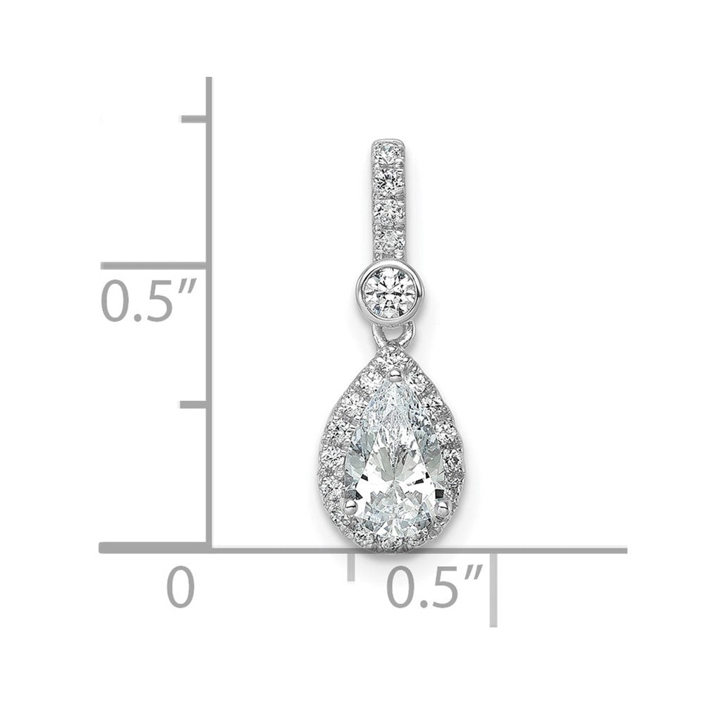 14K White Gold Lab Grown Diamond VS/SI+ G+ Halo Pear Semi-Mount Pendant