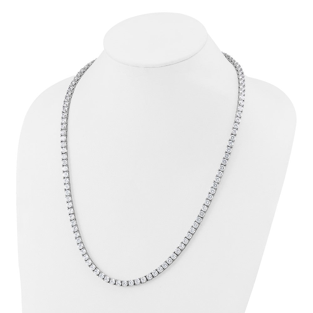 Cheryl M Sterling Silver Rhodium-plated Polished 5.00mm CZ with Safety Clasp Tennis 24 Inch Necklace