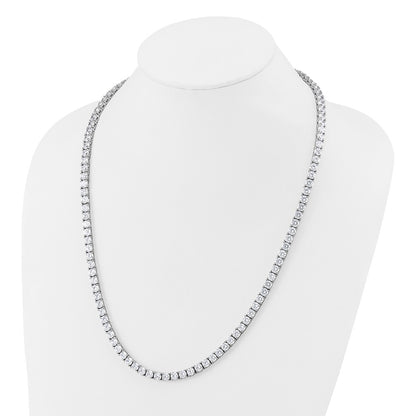 Cheryl M Sterling Silver Rhodium-plated Polished 5.00mm CZ with Safety Clasp Tennis 24 Inch Necklace