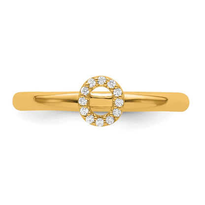 14K Yellow Gold Stackable Diamond Initial O Size 7 Ring