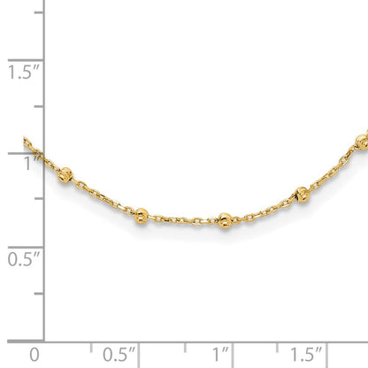 14K Yellow Gold Polished and Diamond-cut Beaded 16.75 Inch Station Necklace