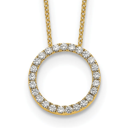 14K Yellow Gold Polished 1/2 carat Diamond Circle 18 Inch Necklace