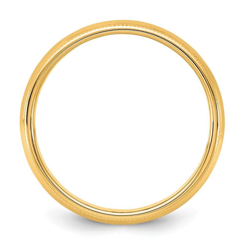 14K Yellow Gold 5.5mm Milgrain Half Round Wedding Band Ring