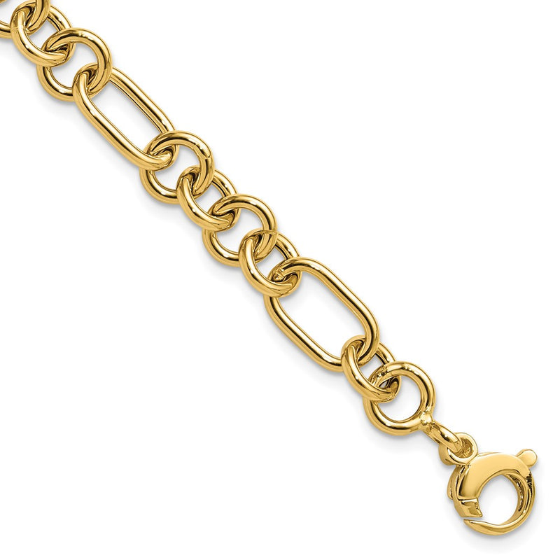 14K Yellow Gold Polished 7.9mm Fancy Link Chain Bracelet