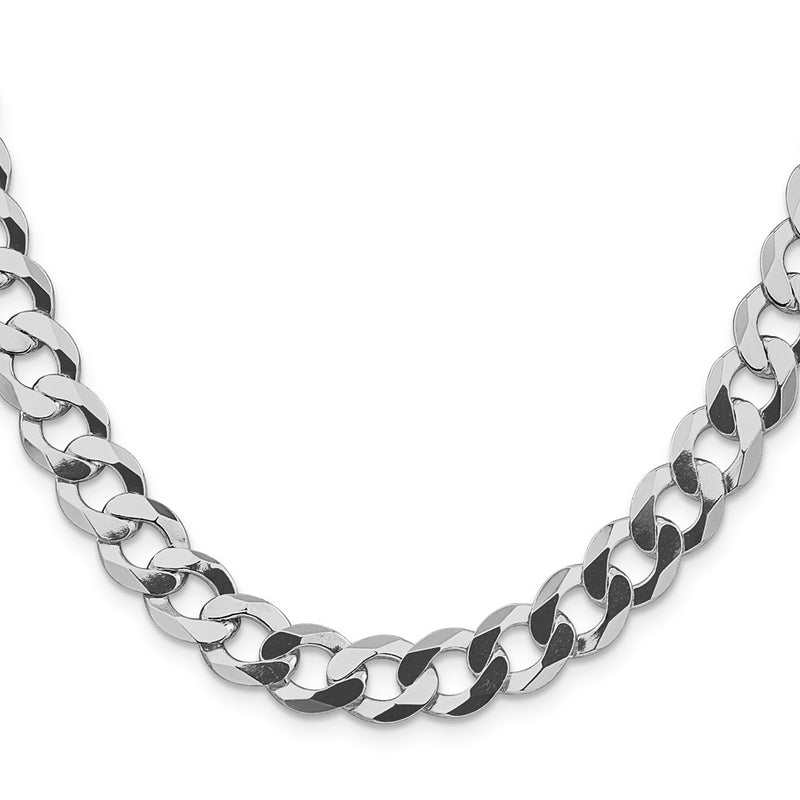 Sterling Silver Rhodium-plated 9.75mm Flat Curb 30 Inch Chain