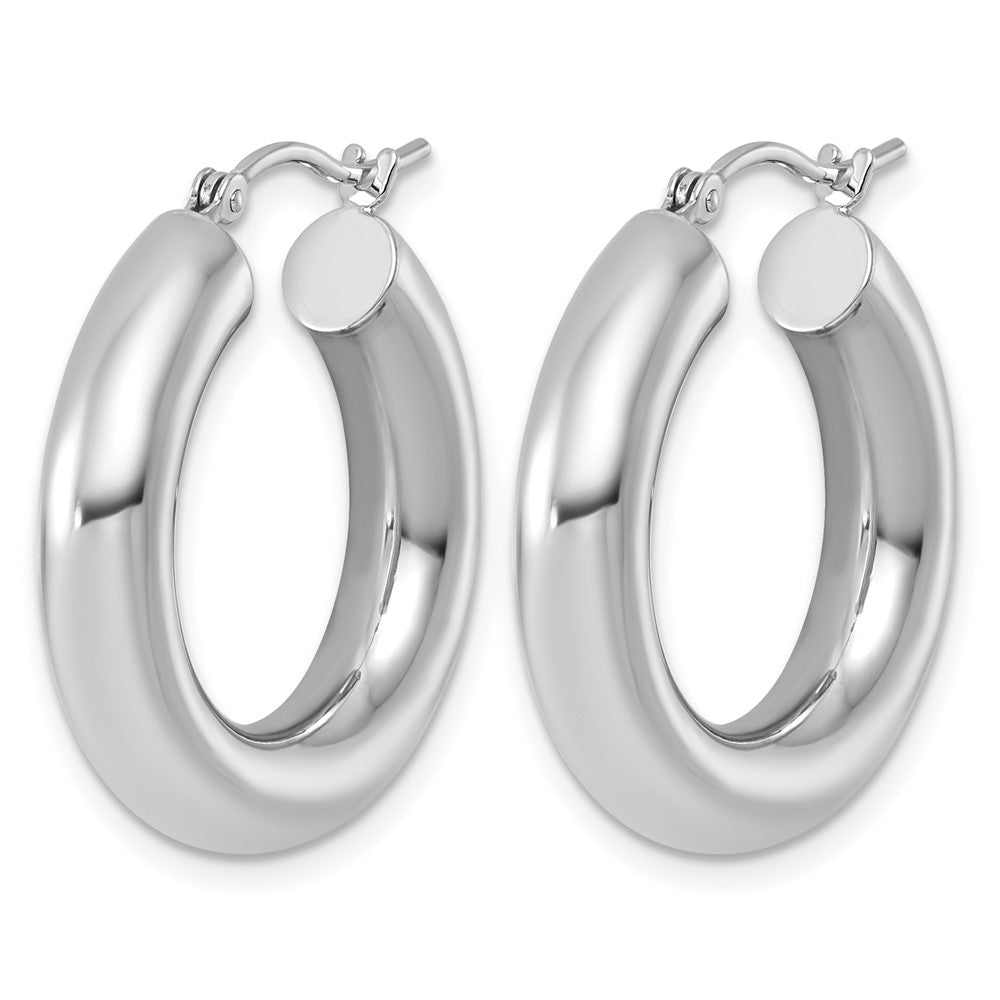 14K White Gold 5x25mm Polished Tube Hoop Earrings