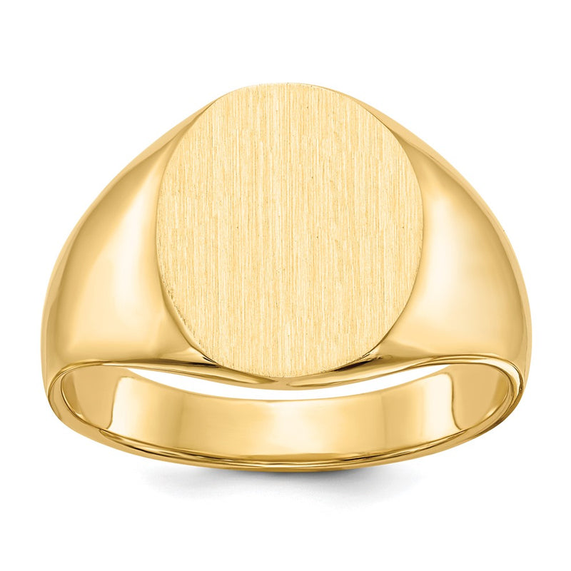 14K White Gold 14.5x12.0mm Closed Back Men's Signet Ring
