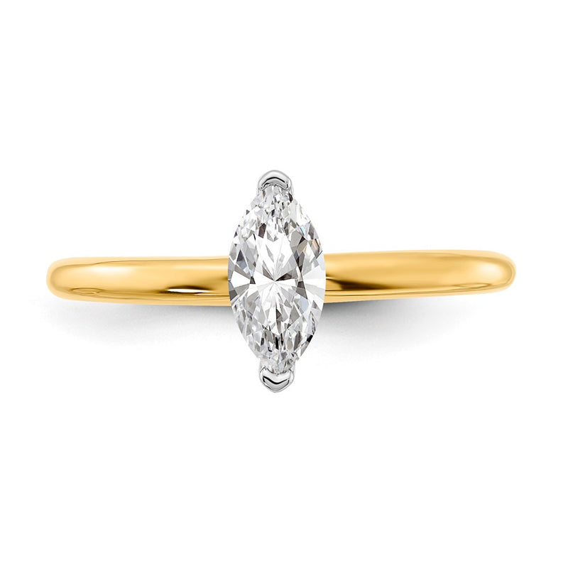 14K Two-Tone Gold Two-tone 1/2 carat Lab Grown Diamond VS+ F+ Marquise Solitaire Complete Engagement Ring