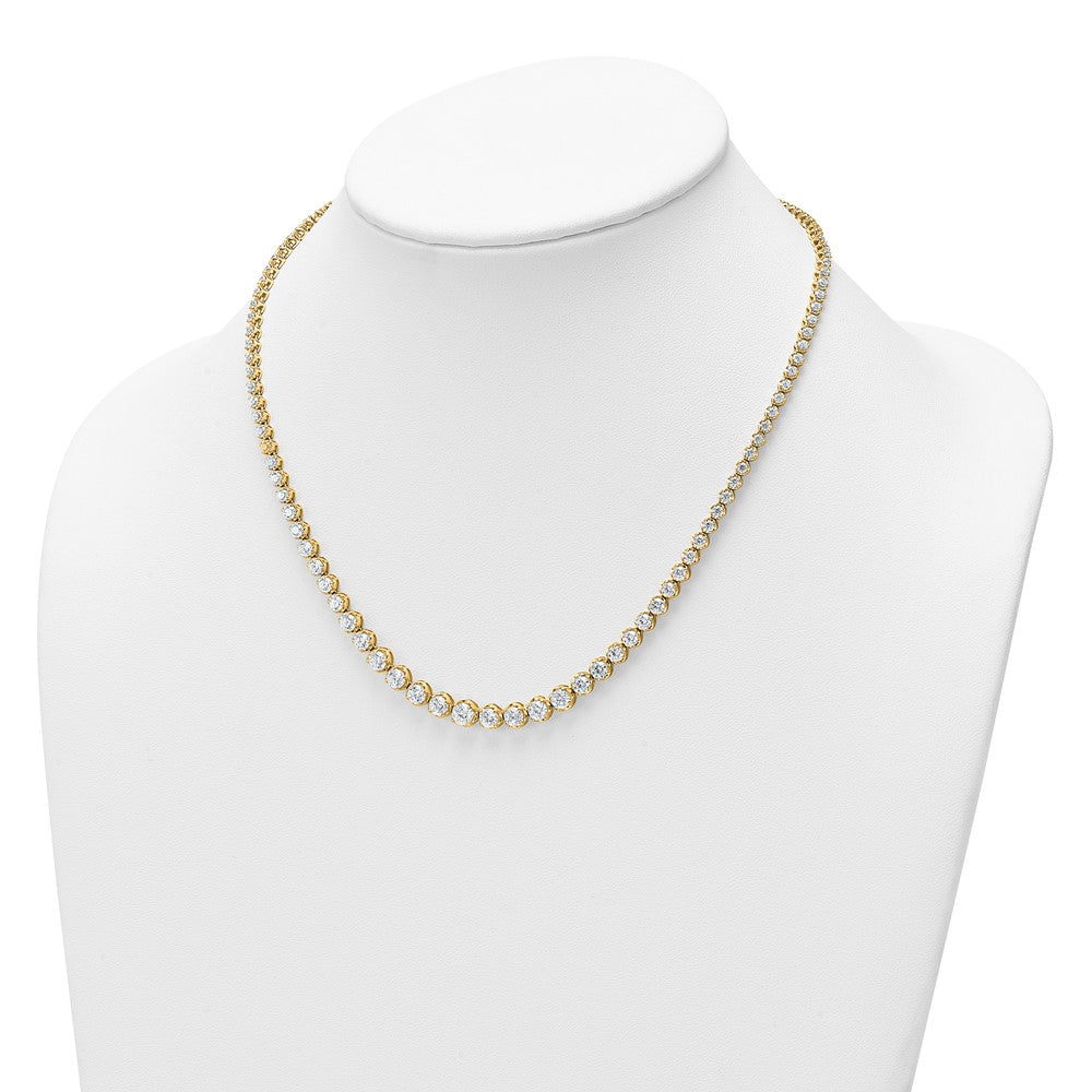 14K Yellow Gold 10 1/2 carat Lab Grown Diamond VS+ F+ Complete Round 16 Inch Graduated Tennis Necklace