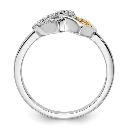 14K Two-Tone Gold Two-tone Polished Diamond Quinceanera Double Heart Ring
