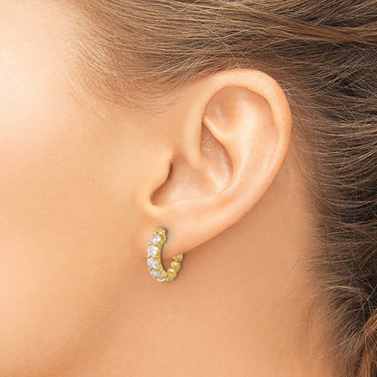 14K Yellow Gold 1.7 carat Diamond Round Hoop w/Safety Clasp Earrings