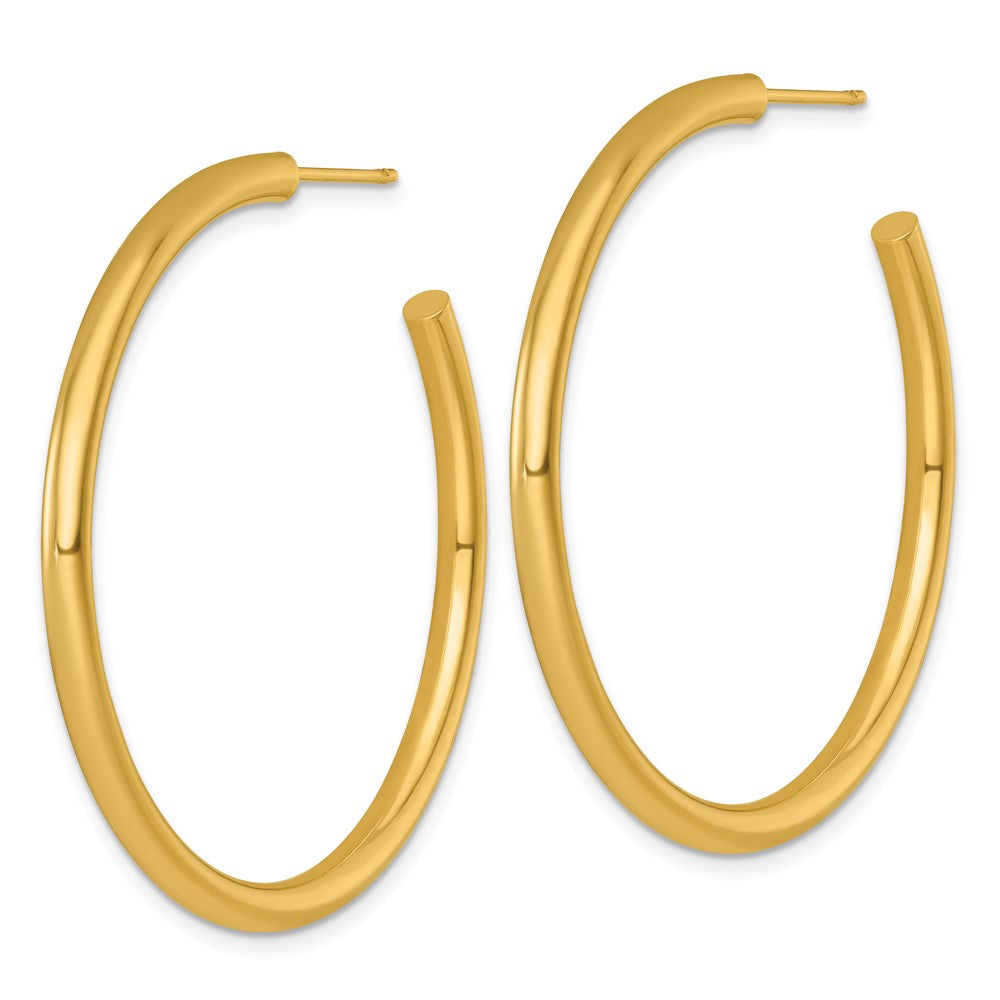 14K Yellow Gold Polished 3.0 x 45mm Tube C-Hoop Post Earrings