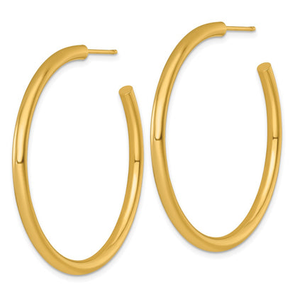 14K Yellow Gold Polished 3.0 x 45mm Tube C-Hoop Post Earrings