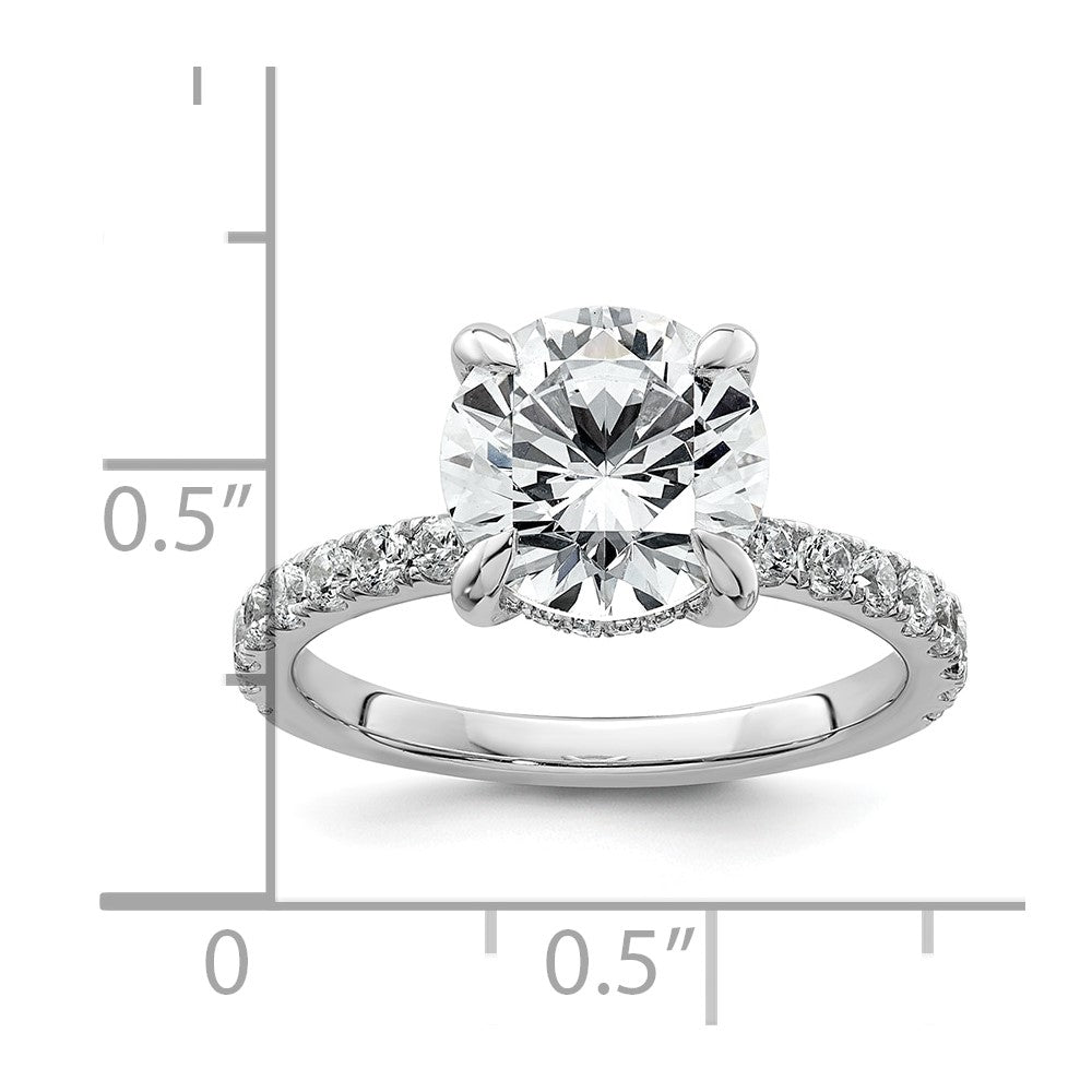 14K White Gold 3 1/2 carat Certified Lab Grown Diamond VS+ F+ Round Complete Solitaire with Flair Engagement Ring