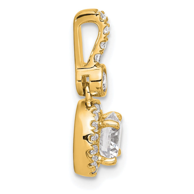14K Yellow Gold 1 carat Certified Lab Grown Diamond VS/SI+ G+ Round Complete Halo Pendant