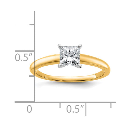 14K Two-Tone Gold Two-tone 3/4 carat Lab Grown Diamond VS+ F+ Princess Complete Solitaire Engagement Ring