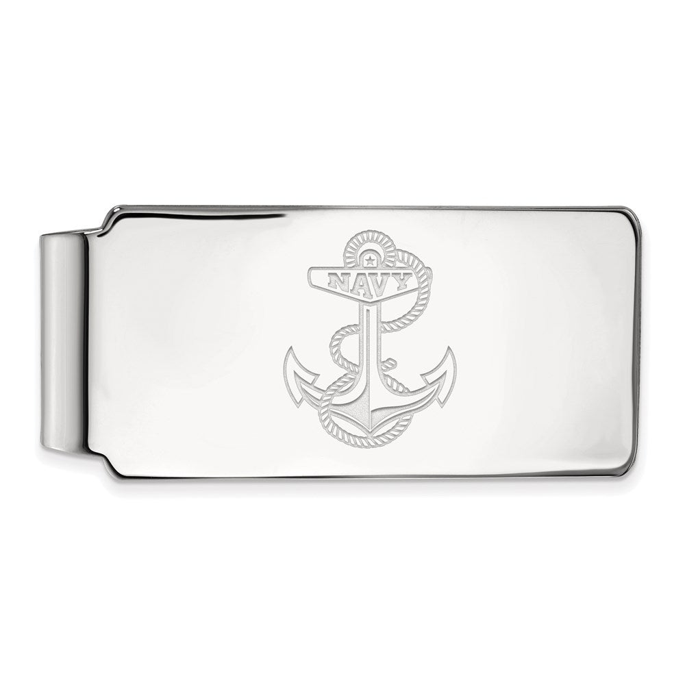 14K White Gold LogoArt US Naval Academy Anchor Money Clip