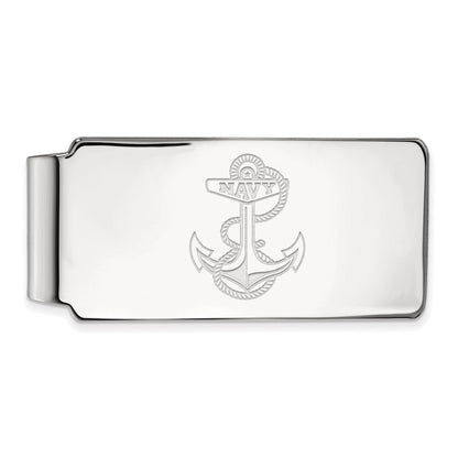 14K White Gold LogoArt US Naval Academy Anchor Money Clip