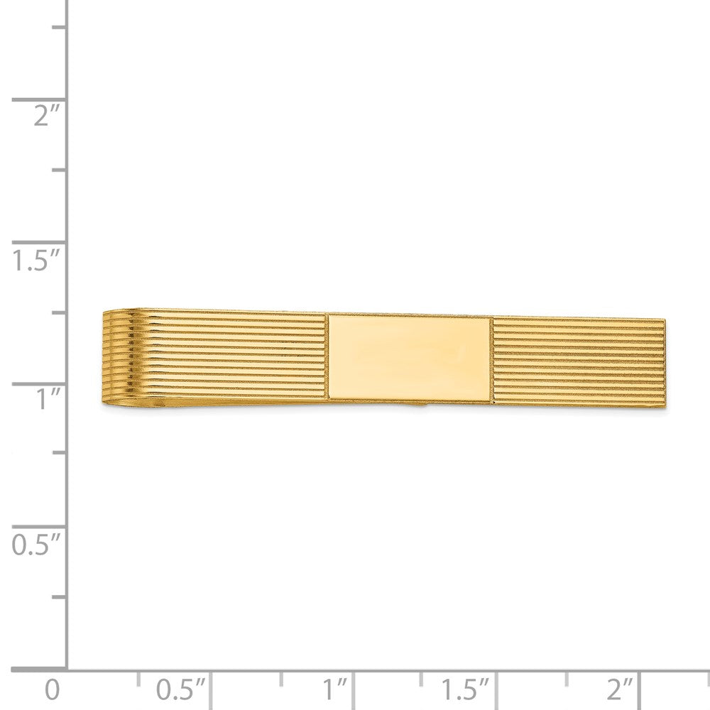 14K Yellow Gold Men's Grooved Engravable Tie Bar