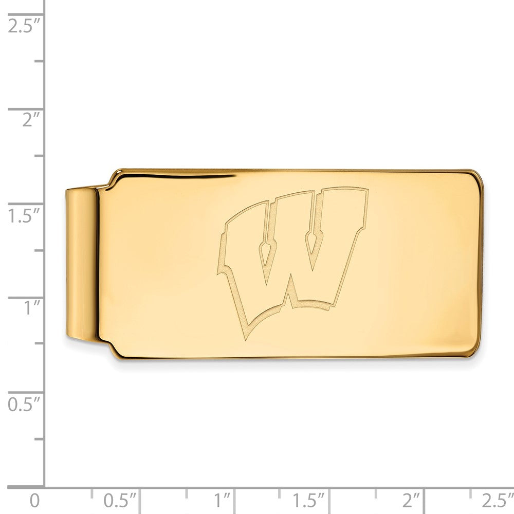 10K Yellow Gold Gold LogoArt University of Wisconsin Letter W Money Clip