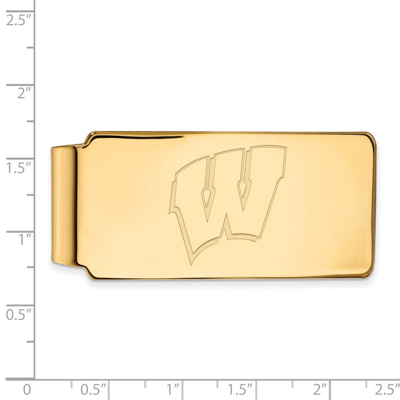 10K Yellow Gold Gold LogoArt University of Wisconsin Letter W Money Clip