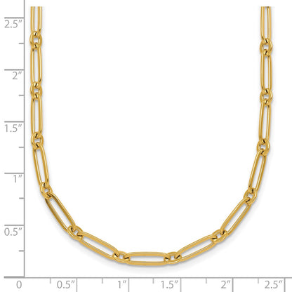 14K Yellow Gold Polished 3.75mm Paperclip and Round Link 18 Inch Necklace
