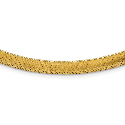 14K Yellow Gold Polished 6.1mm Woven Mesh 17 Inch Necklace