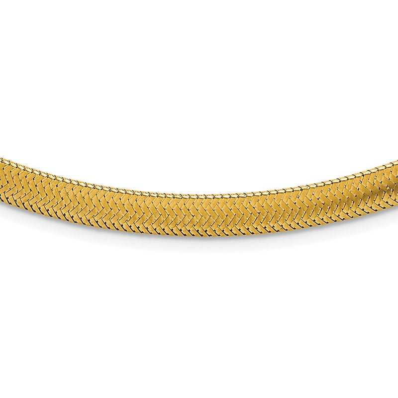14K Yellow Gold Polished 6.1mm Woven Mesh 17 Inch Necklace