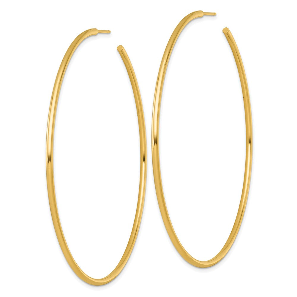 14K Yellow Gold Polished 2.0 x 75mm Tube C-Hoop Post Earrings