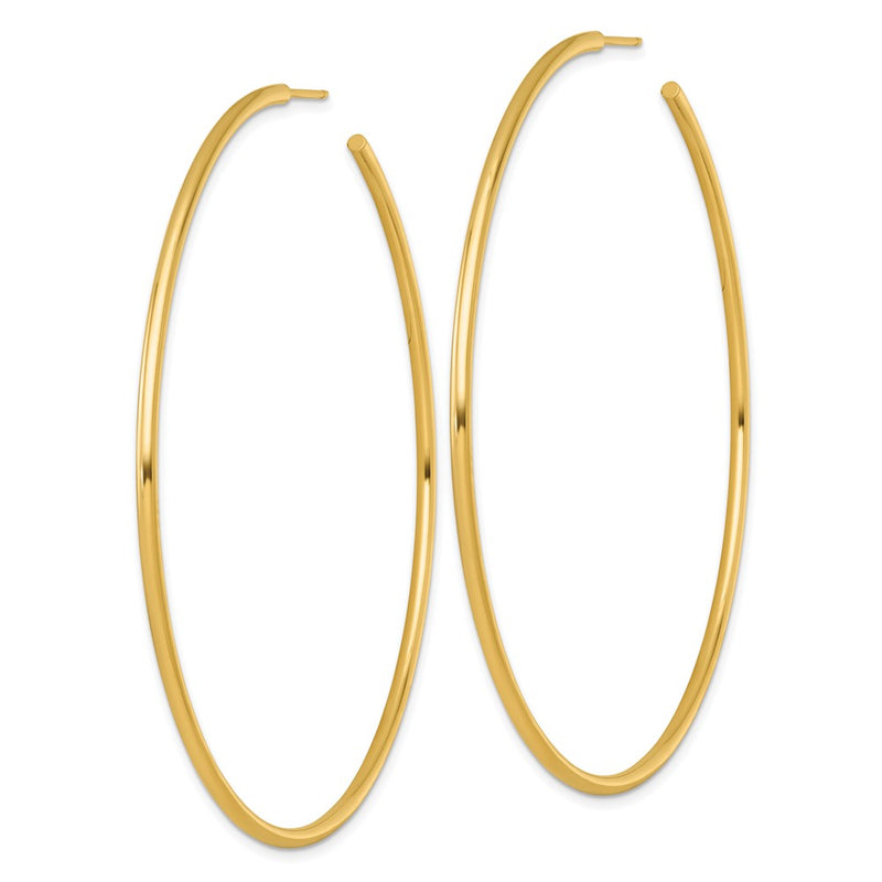 14K Yellow Gold Polished 2.0 x 75mm Tube C-Hoop Post Earrings